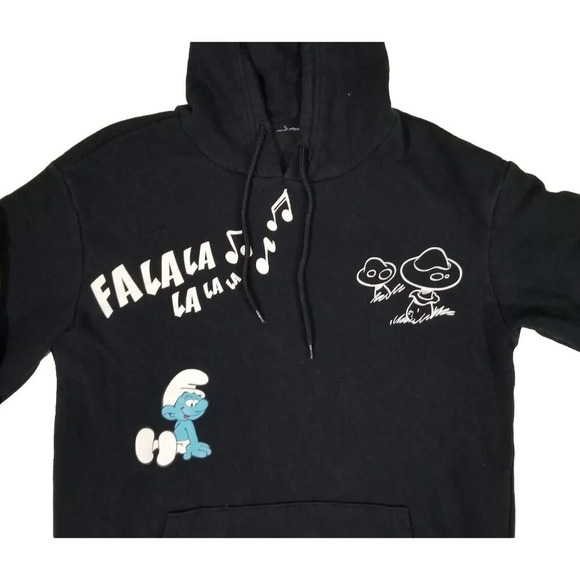Smurfs Hoodie Hooded Sweatshirt Pullover Adult Size Small Mushrooms Back Graphic - Picture 4 of 11